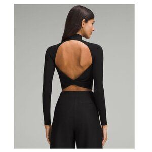Lululemon Ribbed-Knit Twist-Back Mockneck Sweater